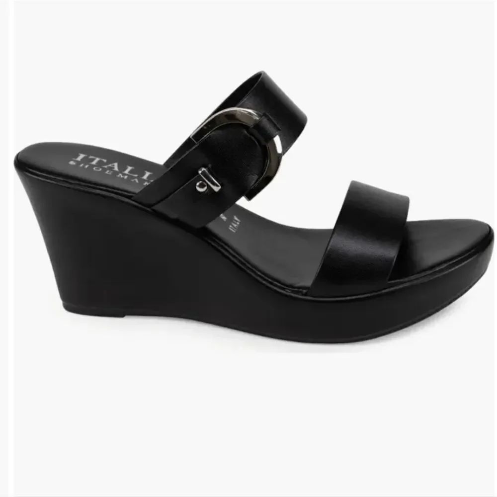 BRAND NEW ITALIAN SHOEMAKERS  DOUBLE STRAP PLATFORM ESPADRILLE WEDGE SANDAL